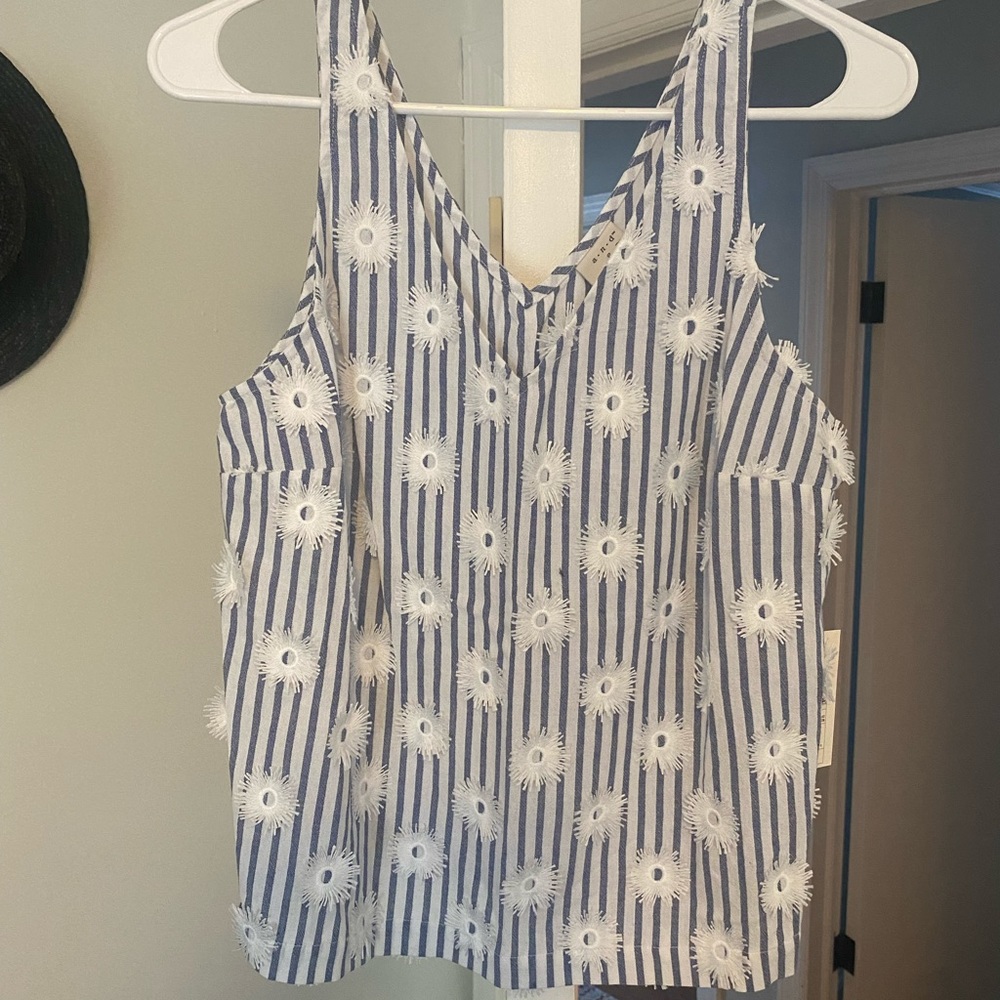 A New Day Striped Appliqué Tank - NWT!